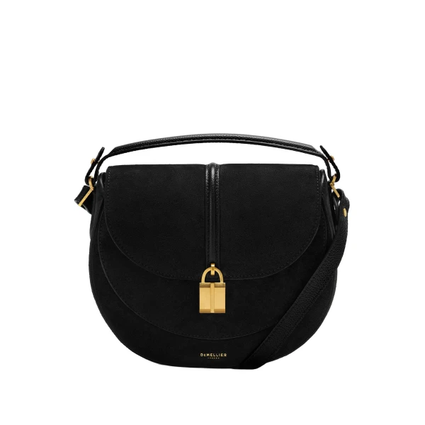 The Siena Saddle in Black Suede Crossbody Bag