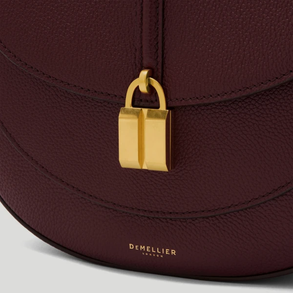 DeMellier The Siena Saddle in Burgundy Small Grain Crossbody Bag, view 3 | Shoulder & Crossbody Bags | Coveti