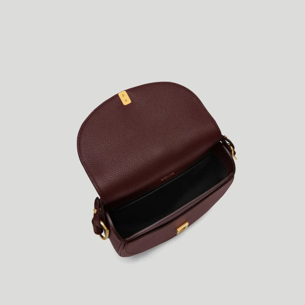 DeMellier The Siena Saddle in Burgundy Small Grain Crossbody Bag, view 4 | Shoulder & Crossbody Bags | Coveti
