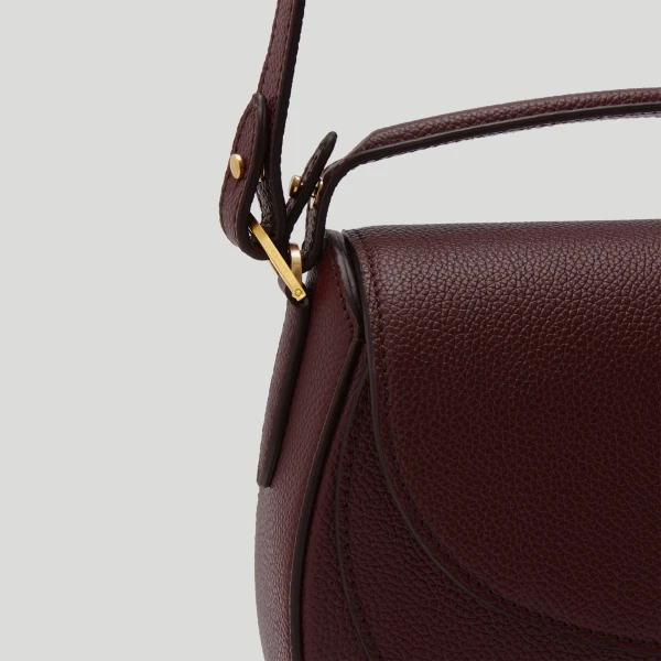 DeMellier The Siena Saddle in Burgundy Small Grain Crossbody Bag, view 5 | Shoulder & Crossbody Bags | Coveti