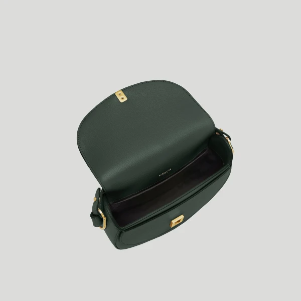 DeMellier The Siena Saddle in Dark Green Small Grain Crossbody Bag, view 3 | Shoulder & Crossbody Bags | Coveti