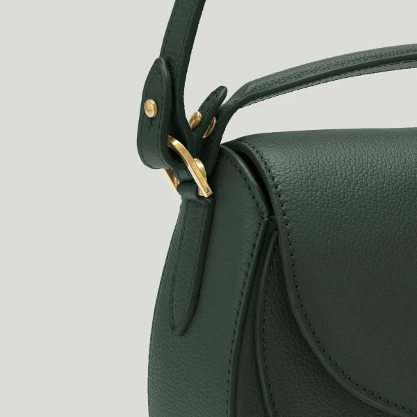 DeMellier The Siena Saddle in Dark Green Small Grain Crossbody Bag, view 4 | Shoulder & Crossbody Bags | Coveti