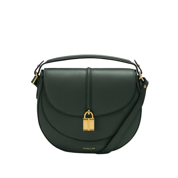 The Siena Saddle in Dark Green Small Grain Crossbody Bag