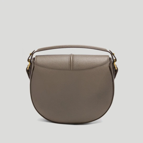 DeMellier The Siena Saddle in Dark Taupe Small Grain Crossbody Bag, view 5 | Shoulder & Crossbody Bags | Coveti
