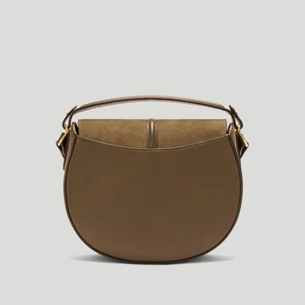 DeMellier The Siena Saddle in Tobacco Suede Crossbody Bag, view 6 | Shoulder & Crossbody Bags | Coveti