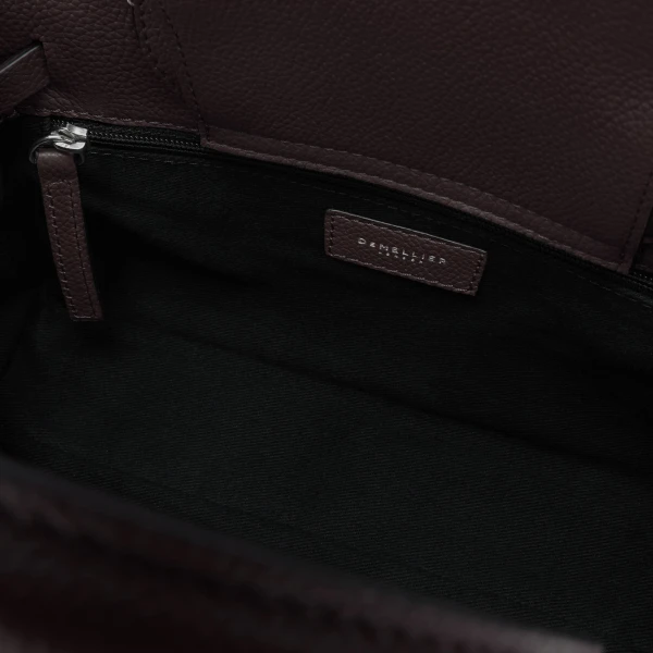 DeMellier The Small Hudson in Bordeaux Small Grain Crossbody Bag, view 4 | Shoulder & Crossbody Bags | Coveti