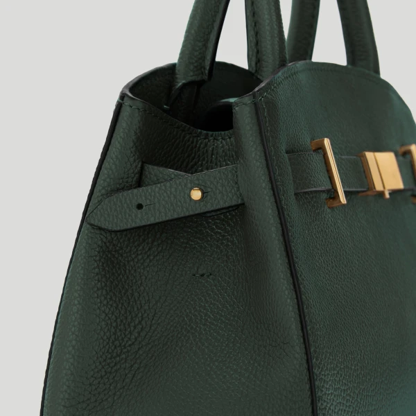 DeMellier The Small Hudson in Dark Green Small Grain Crossbody Bag, view 2 | Shoulder & Crossbody Bags | Coveti