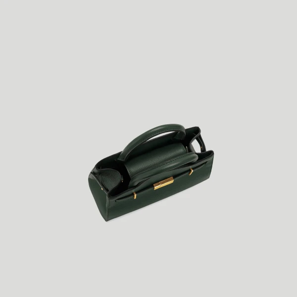 DeMellier The Small Hudson in Dark Green Small Grain Crossbody Bag, view 3 | Shoulder & Crossbody Bags | Coveti