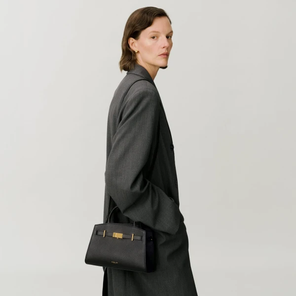 DeMellier The Small Hudson in Dark Green Small Grain Crossbody Bag, view 6 | Shoulder & Crossbody Bags | Coveti