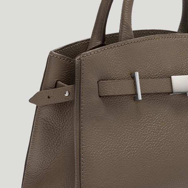 DeMellier The Small Hudson in Dark Taupe Small Grain Crossbody Bag, view 2 | Shoulder & Crossbody Bags | Coveti