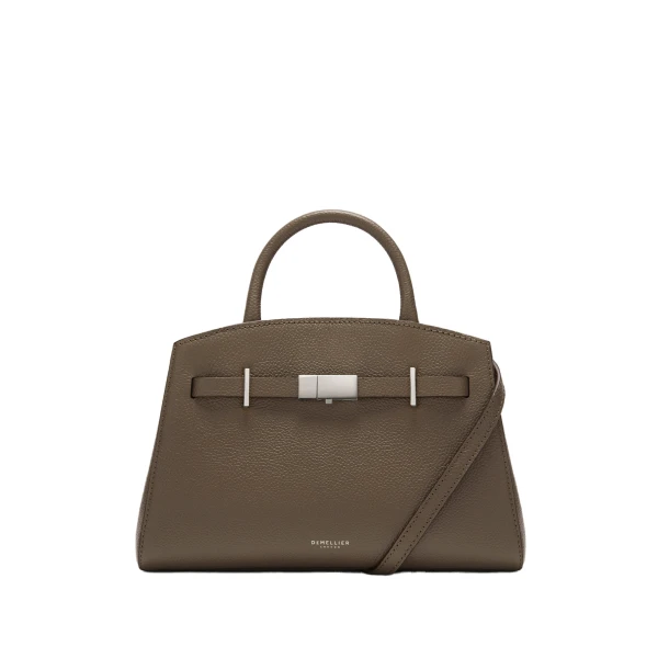 The Small Hudson in Dark Taupe Small Grain Crossbody Bag
