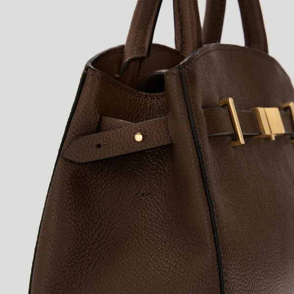 DeMellier The Small Hudson in Mocha Small Grain Crossbody Bag, view 2 | Shoulder & Crossbody Bags | Coveti