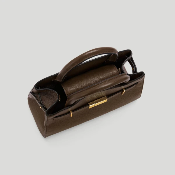 DeMellier The Small Hudson in Mocha Small Grain Crossbody Bag, view 3 | Shoulder & Crossbody Bags | Coveti