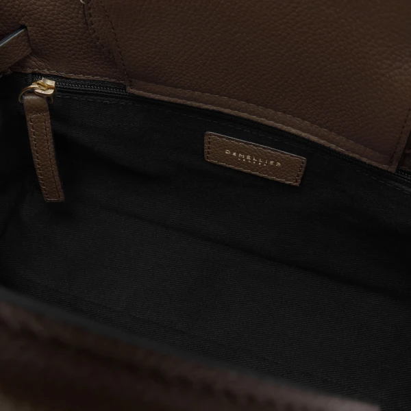 DeMellier The Small Hudson in Mocha Small Grain Crossbody Bag, view 4 | Shoulder & Crossbody Bags | Coveti