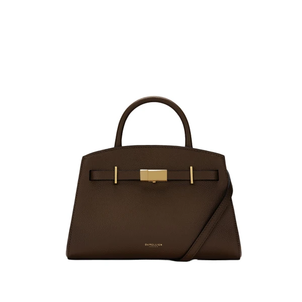 DeMellier The Small Hudson in Mocha Small Grain Crossbody Bag | Shoulder & Crossbody Bags | Coveti