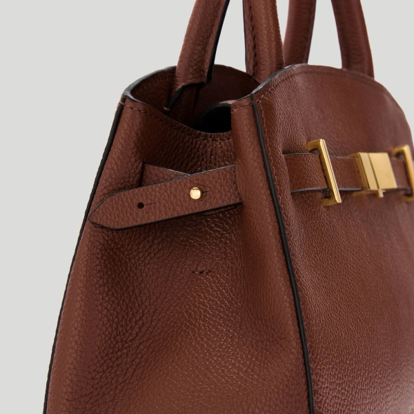 DeMellier The Small Hudson in Warm Brown Small Grain Crossbody Bag, view 2 | Shoulder & Crossbody Bags | Coveti