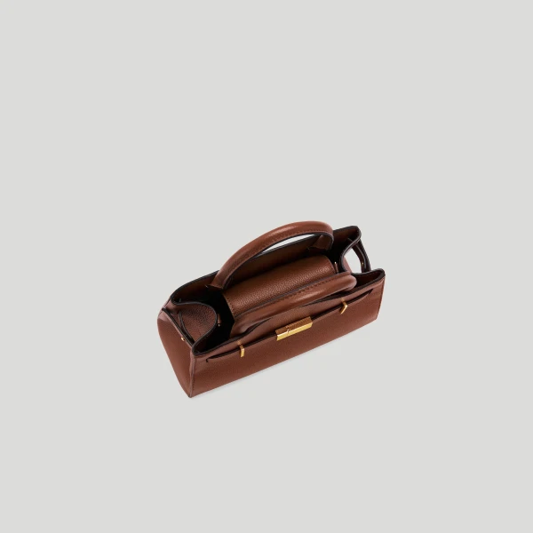 DeMellier The Small Hudson in Warm Brown Small Grain Crossbody Bag, view 3 | Shoulder & Crossbody Bags | Coveti