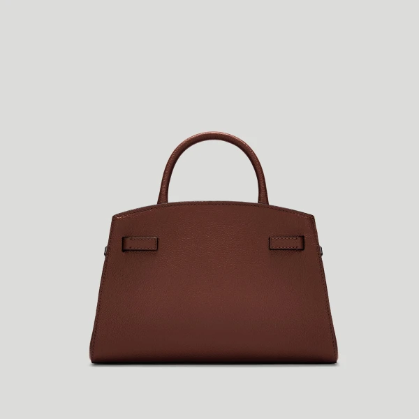 DeMellier The Small Hudson in Warm Brown Small Grain Crossbody Bag, view 5 | Shoulder & Crossbody Bags | Coveti