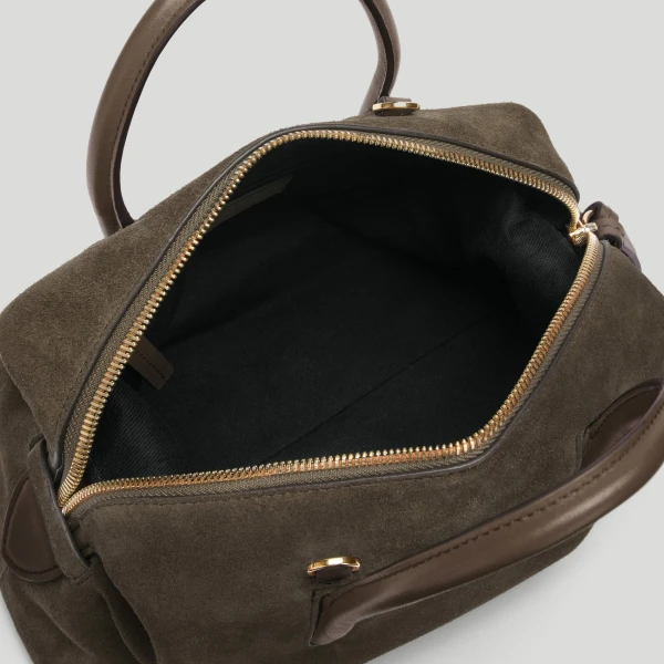 DeMellier The Small Stockholm in Hazel Suede Top-Handle Bag, view 3 | Totes & Top-Handle Bags | Coveti