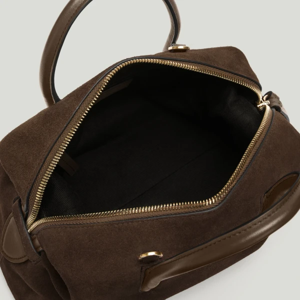 DeMellier The Small Stockholm in Mocha Suede Top-Handle Bag, view 3 | Totes & Top-Handle Bags | Coveti