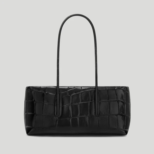 DeMellier The Stockholm Shoulder in Black Large Croc-Effect Shoulder Bag, view 5 | Shoulder & Crossbody Bags | Coveti
