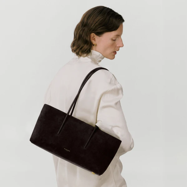 DeMellier The Stockholm Shoulder in Black Large Croc-Effect Shoulder Bag, view 6 | Shoulder & Crossbody Bags | Coveti
