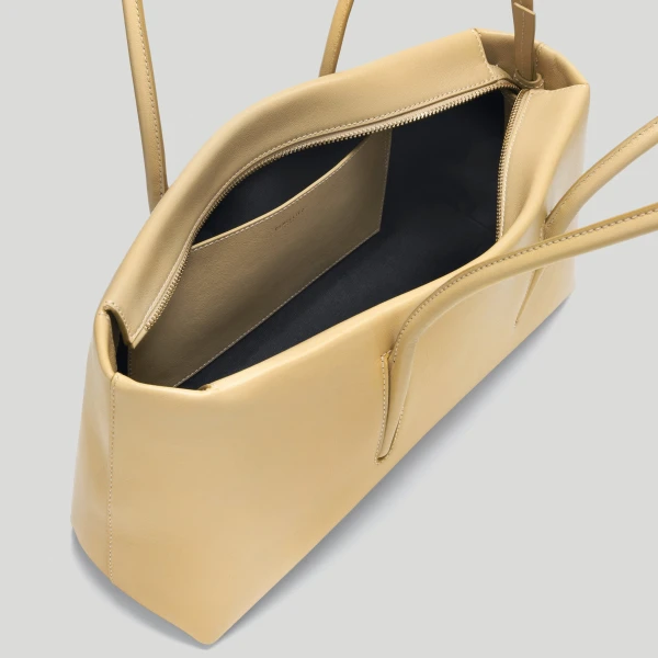 DeMellier The Stockholm Shoulder in Dune Fine Grain Shoulder Bag, view 4 | Shoulder & Crossbody Bags | Coveti