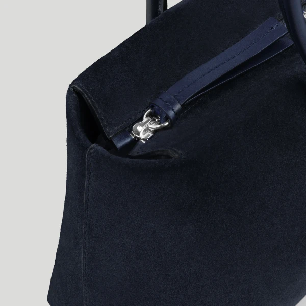 DeMellier The Stockholm Shoulder in Midnight Blue Suede Shoulder Bag, view 4 | Shoulder & Crossbody Bags | Coveti