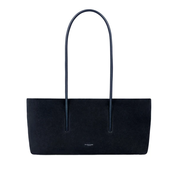 The Stockholm Shoulder in Midnight Blue Suede Shoulder Bag