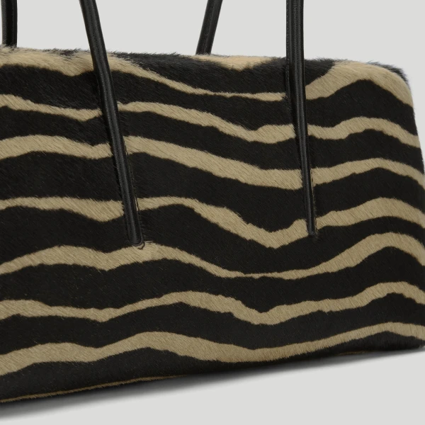 DeMellier The Stockholm Shoulder in Zebra-Effect Hair Calf Shoulder Bag, view 3 | Shoulder & Crossbody Bags | Coveti