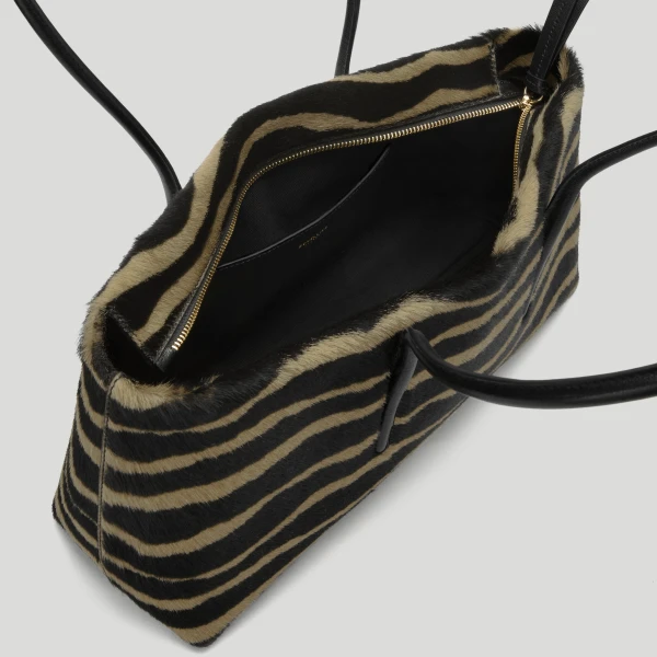 DeMellier The Stockholm Shoulder in Zebra-Effect Hair Calf Shoulder Bag, view 4 | Shoulder & Crossbody Bags | Coveti
