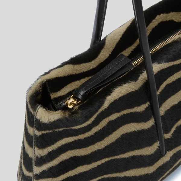 DeMellier The Stockholm Shoulder in Zebra-Effect Hair Calf Shoulder Bag, view 5 | Shoulder & Crossbody Bags | Coveti