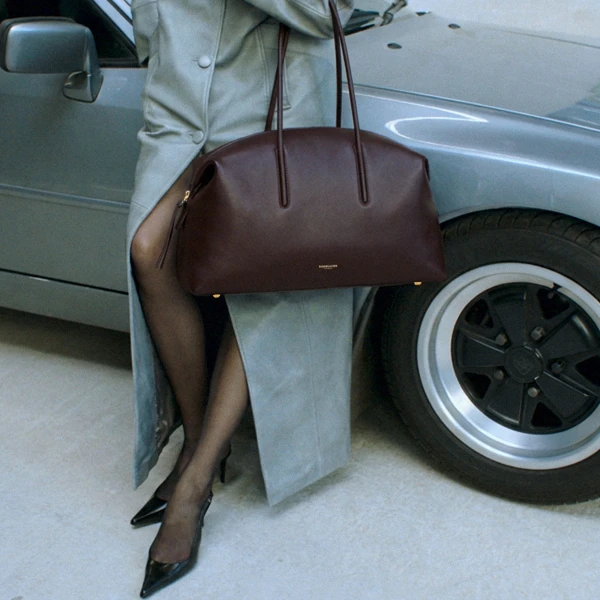 DeMellier The Stockholm in Bordeaux Fine Grain Tote Bag, view 2 | Totes & Top-Handle Bags | Coveti