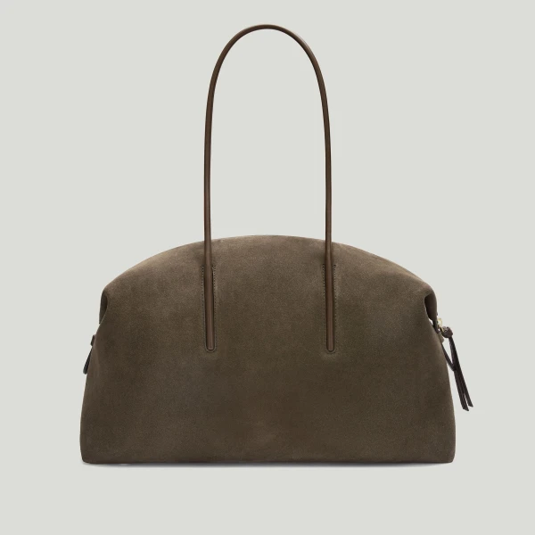 DeMellier The Stockholm in Hazel Suede & Hazel Smooth Tote Bag, view 6 | Totes & Top-Handle Bags | Coveti