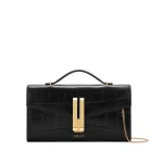 DeMellier The Vancouver Clutch in Black Large Croc-Effect Clutch Bag | Clutch Bags | Coveti