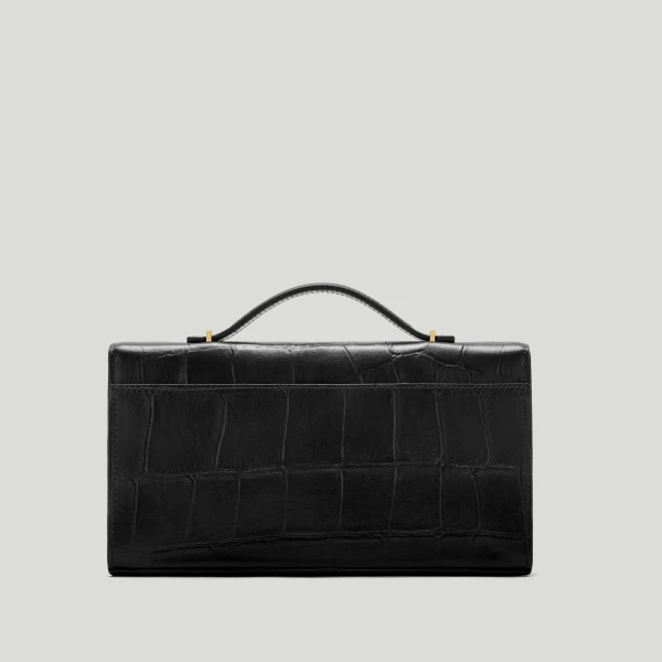 DeMellier The Vancouver Clutch in Black Large Croc-Effect Clutch Bag, view 5 | Clutch Bags | Coveti