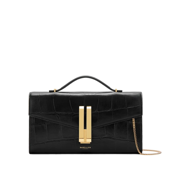 The Vancouver Clutch in Black Large Croc-Effect Clutch Bag