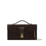 DeMellier The Vancouver Clutch in Dark Chocolate Large Croc-Effect Clutch Bag | Clutch Bags | Coveti