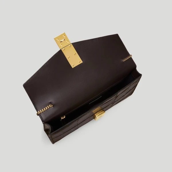 DeMellier The Vancouver Clutch in Dark Chocolate Large Croc-Effect Clutch Bag, view 4 | Clutch Bags | Coveti