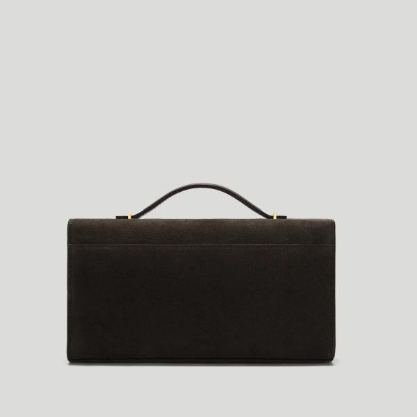 DeMellier The Vancouver Clutch in Dark Chocolate Suede Clutch Bag, view 5 | Clutch Bags | Coveti