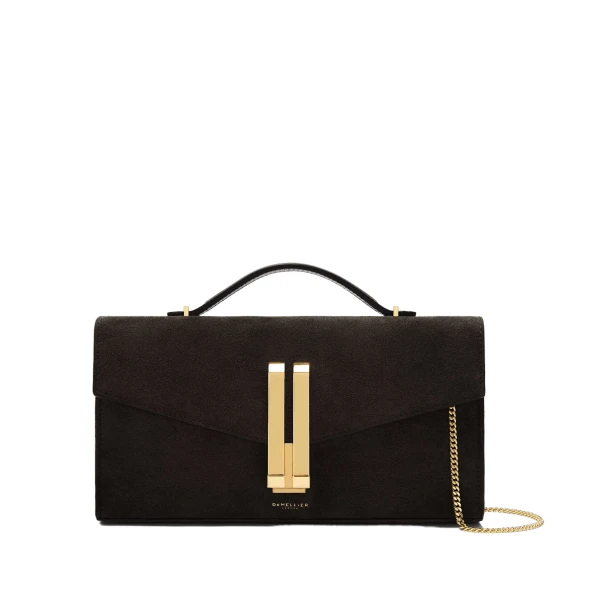 The Vancouver Clutch in Dark Chocolate Suede Clutch Bag