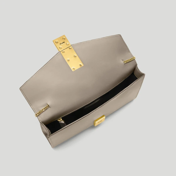 DeMellier The Vancouver Clutch in Taupe Smooth Clutch Bag, view 3 | Clutch Bags | Coveti