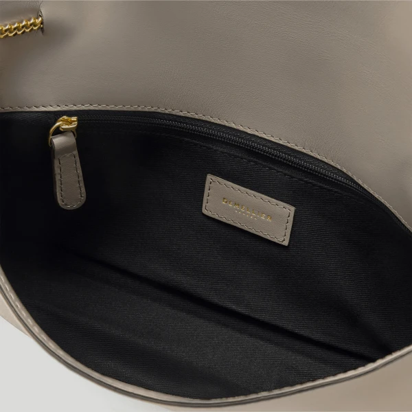 DeMellier The Vancouver Clutch in Taupe Smooth Clutch Bag, view 4 | Clutch Bags | Coveti
