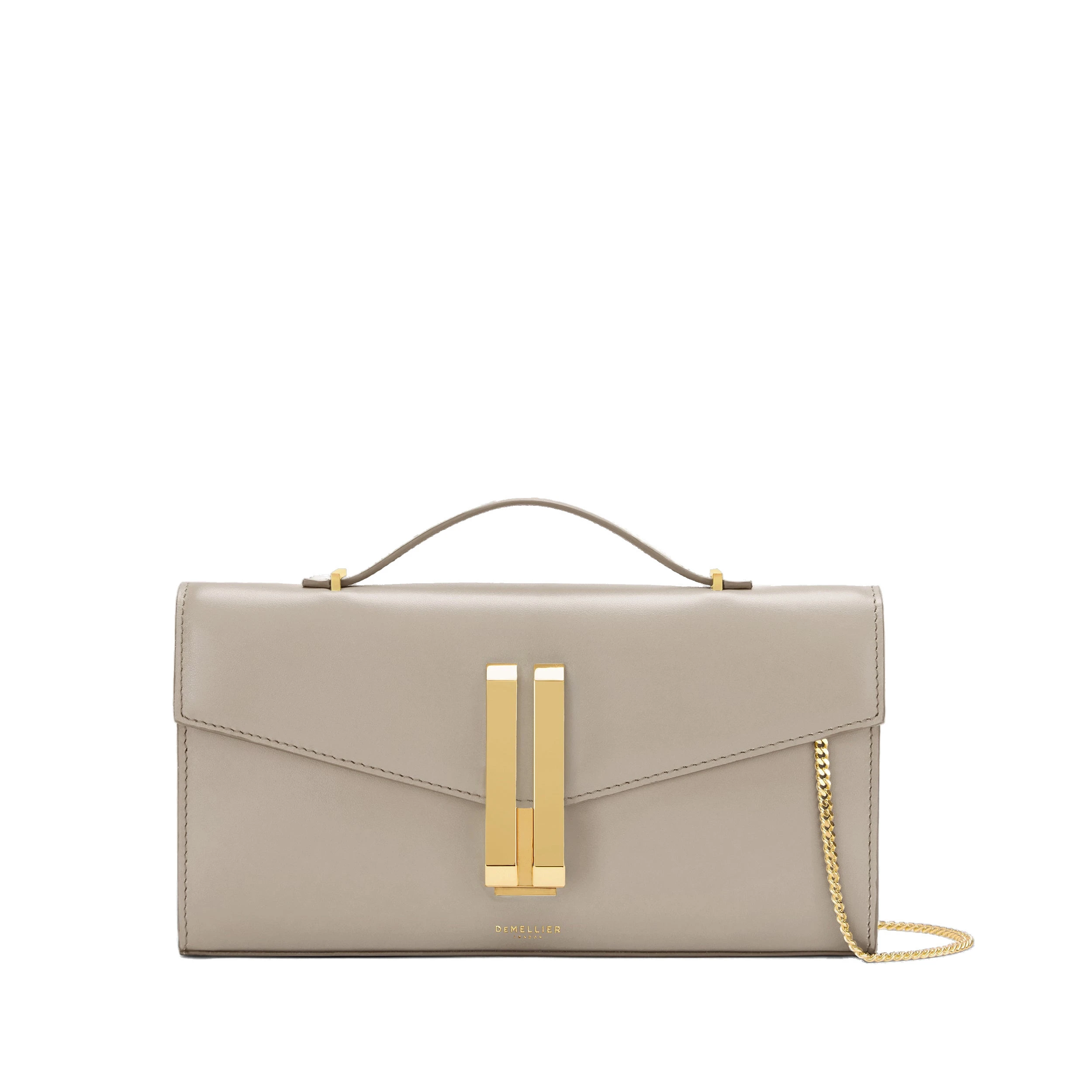 DeMellier The Vancouver Clutch in Taupe Smooth Clutch Bag DeMellier The Vancouver Clutch in Taupe Smooth Clutch Bag | Clutch Bags | Coveti