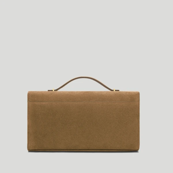 DeMellier The Vancouver Clutch in Tobacco Suede Clutch Bag, view 6 | Clutch Bags | Coveti