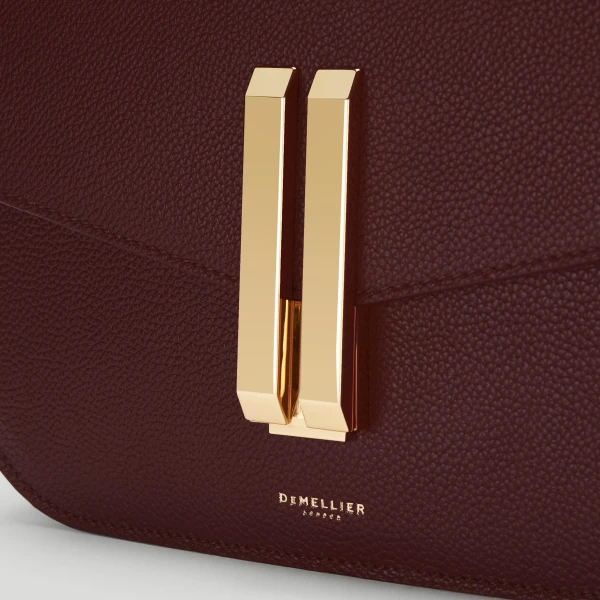 DeMellier The Vancouver in Burgundy Small Grain Crossbody Bag, view 3 | Shoulder & Crossbody Bags | Coveti