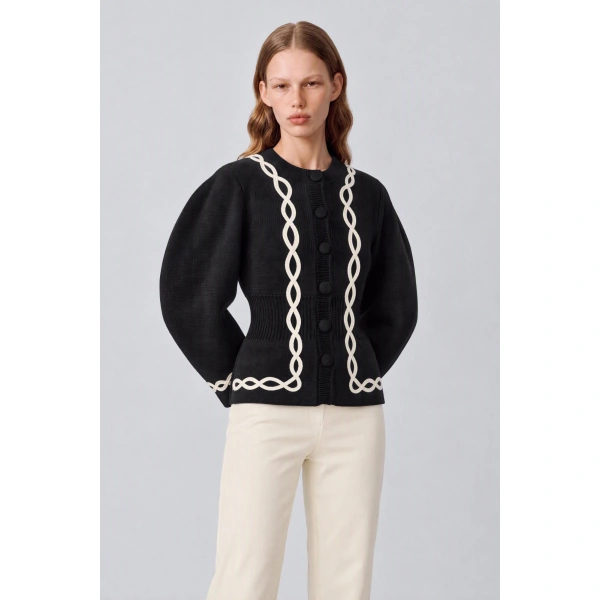 Destree Adrian Wool Knit Jacket in Black and White | Cardigans | Coveti