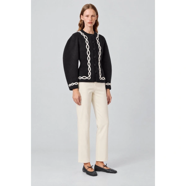 Destree Adrian Wool Knit Jacket in Black and White | Cardigans | Coveti