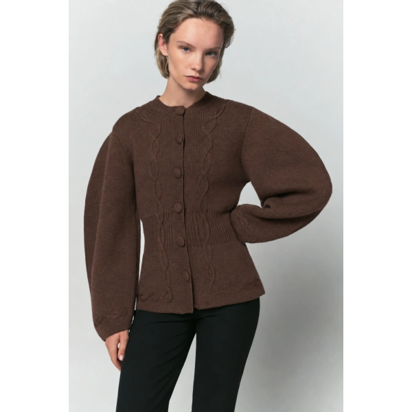 Destree Adrian Wool Knit Jacket in Brown | Cardigans | Coveti