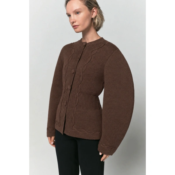Destree Adrian Wool Knit Jacket in Brown | Cardigans | Coveti